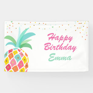Bannière d'anniversaire d'ananas Tropical Luau Pin