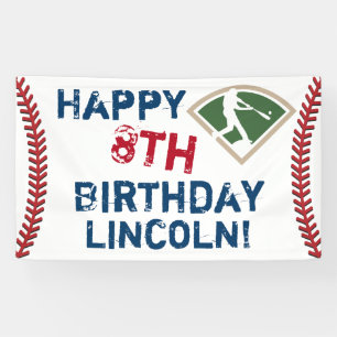 Bannière d'anniversaire de baseball personnalisée