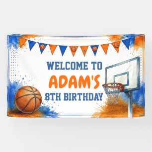 Bannière d'anniversaire de basketball à l'aquarell
