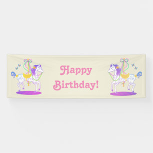 Bannière d'anniversaire de cheval de carrousel