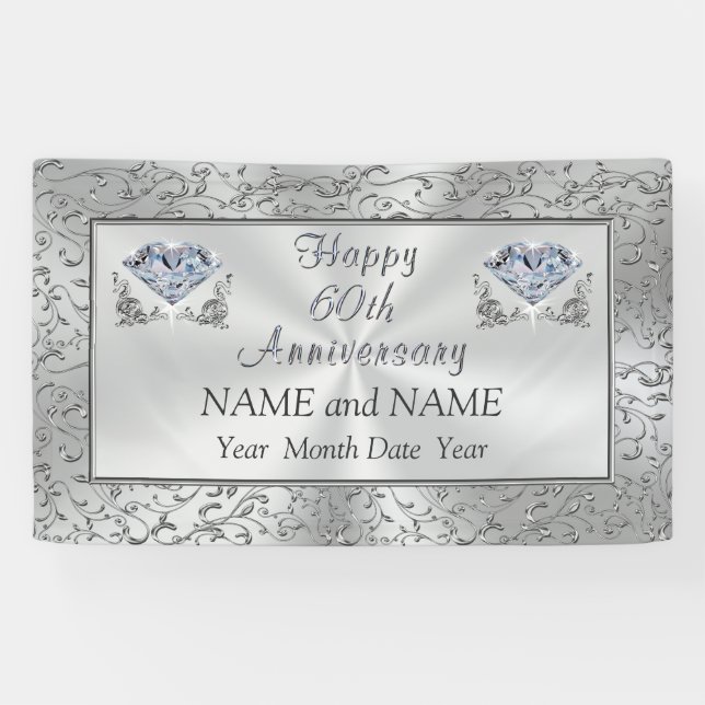 Bannière d'anniversaire de diamant soixantième (Horizontal)