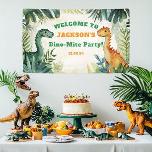 Bannière d'anniversaire de dinosaure mignon pour g