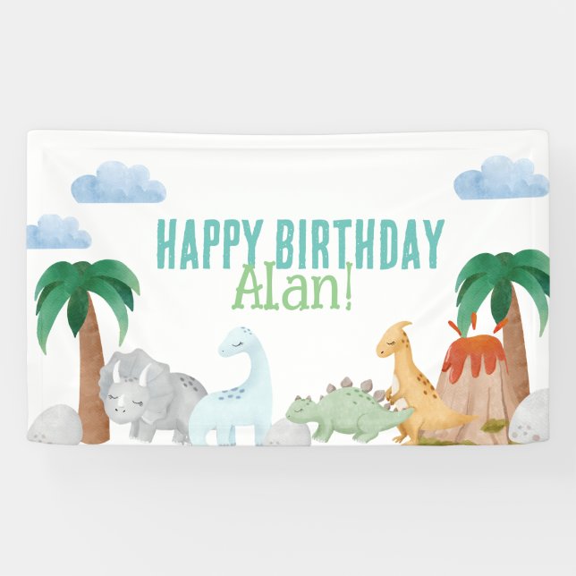 Bannière d'anniversaire de dinosaures Bannière de  (Horizontal)