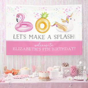 Bannière d'anniversaire de fête à la piscine avec