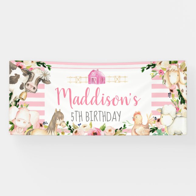 Bannière d'anniversaire de Girl Farm (Horizontal)