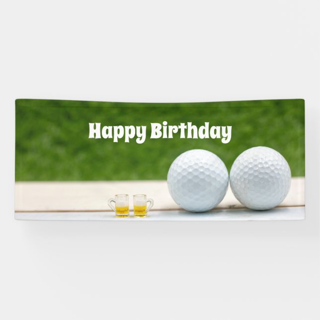 Bannière d'anniversaire de golf avec balles de gol (Horizontal)