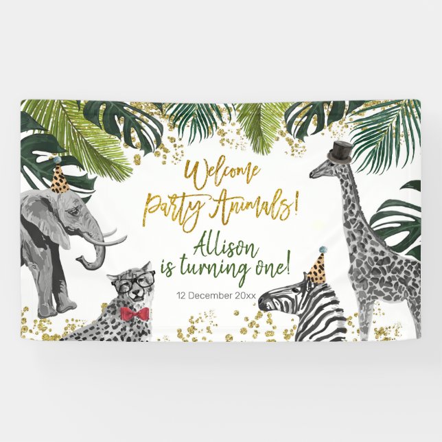 Bannière d'anniversaire de la fête Safari (Horizontal)