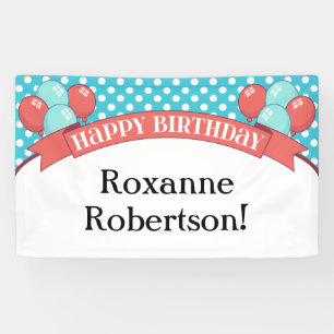 Bannière d'anniversaire de la Polka dot Balloon d