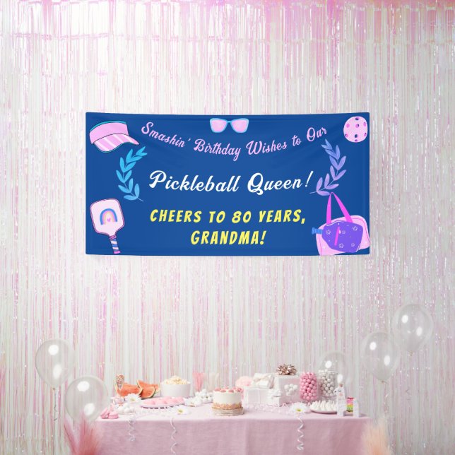 Bannière d'anniversaire de la reine Pickleball per (Fête)
