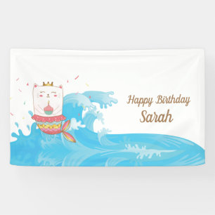 Bannière d'anniversaire de la sirène de chat