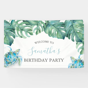 Bannière d'anniversaire de Luau Tropical Mignon