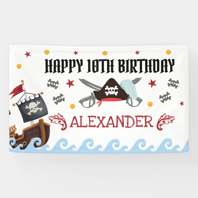 Bannière d'anniversaire de Pirate (Horizontal)