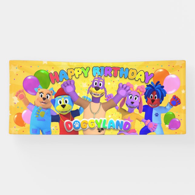 Bannière d'anniversaire des Doggyland (grande) (Horizontal)