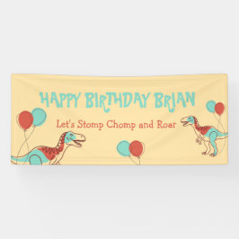 Bannière d'anniversaire des mignons dinosaures