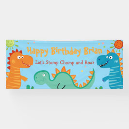 Bannière d'anniversaire des mignons dinosaures