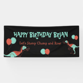Bannière d'anniversaire des mignons dinosaures