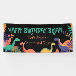 Bannière d'anniversaire des mignons dinosaures