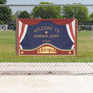 Bannière d'anniversaire du Carnaval bleu et rouge