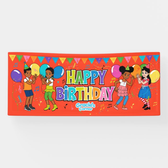 Bannière d'anniversaire du coin de Gracie (grande) (Horizontal)