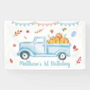 Bannière d'anniversaire du petit camion Citrouill