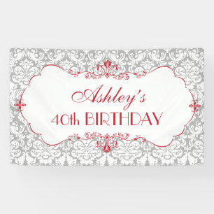 Bannière d'anniversaire Elegant Rouge gris