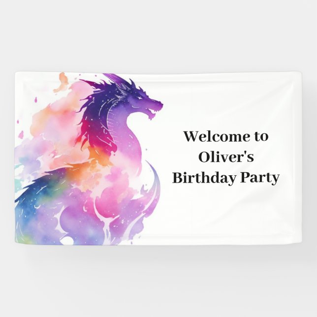 Bannière d'anniversaire Enchanted Dragon Wonderlan (Horizontal)