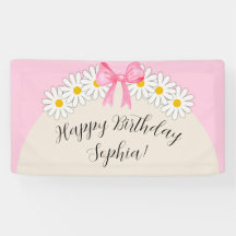 Bannière d'anniversaire Fille Fleur de marguerite