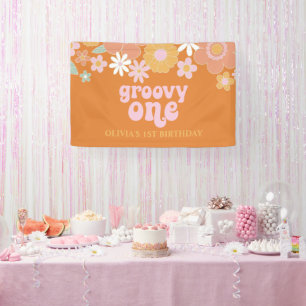 Bannière d'anniversaire florale super un rétro