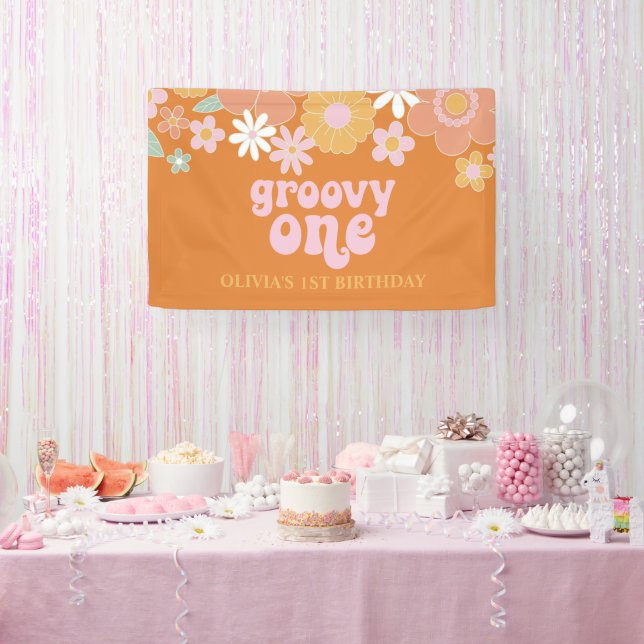 Bannière d'anniversaire florale super un rétro (Fête)