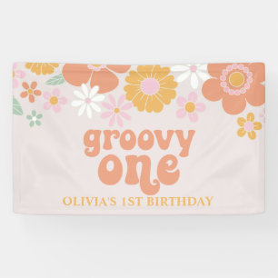 Bannière d'anniversaire florale super un rétro