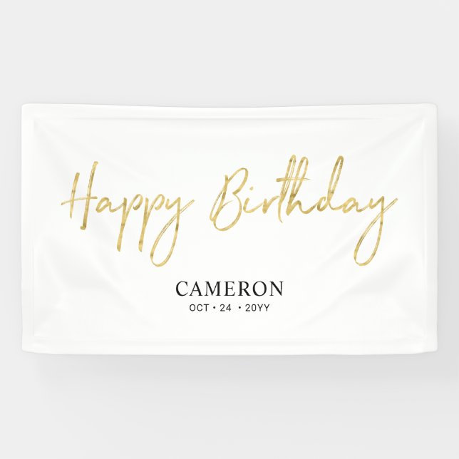 Bannière d'anniversaire Gold Minimal sur mesure (Horizontal)