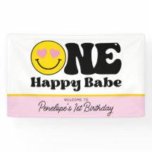 Bannière d'anniversaire Jaune rose un heureux bébé