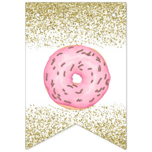 Bannière d'anniversaire joyeuse de Donut Gold