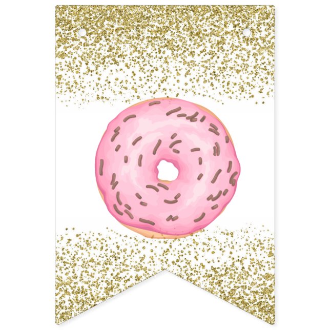 Bannière d'anniversaire joyeuse de Donut Gold (Premier drapeau)