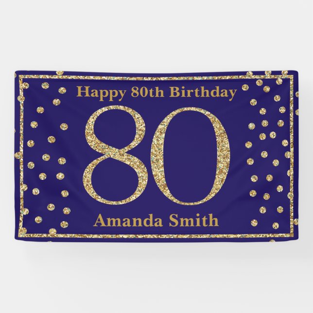 Bannière d'anniversaire Joyeux 80e Parties scintil (Horizontal)