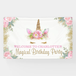 Bannière d'anniversaire Licorne Visage Licorne