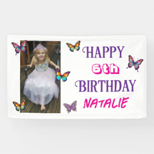 Bannière d'anniversaire papillon personnalisée ave
