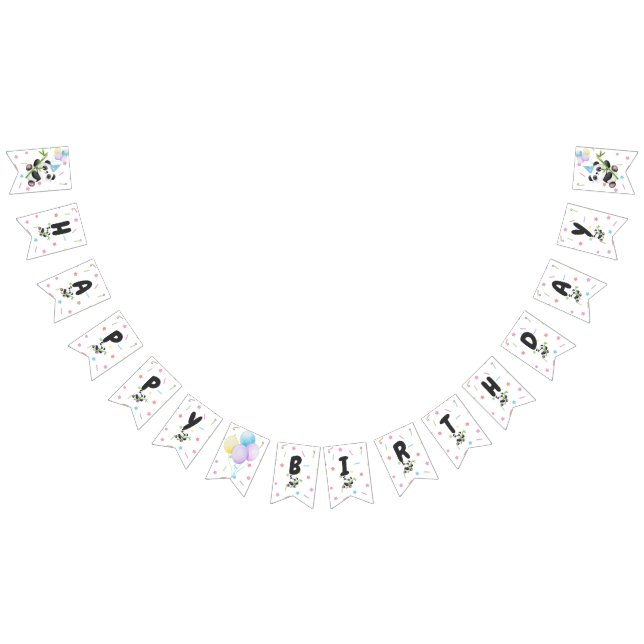 Bannière d'anniversaire Pastel Panda avec bambou,  (Tout)