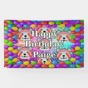 Bannière d'anniversaire personnalisée avec un ours
