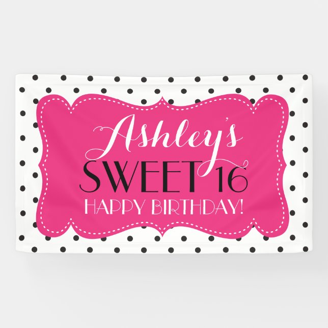 Bannière d'anniversaire personnalisée Pois Sweet 1 (Horizontal)