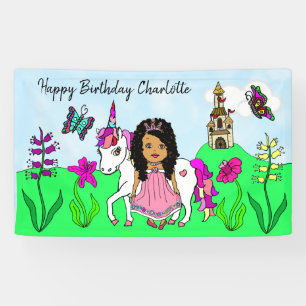 Bannière d'anniversaire personnalisée Princesse et