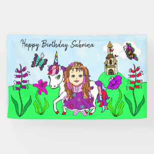 Bannière d'anniversaire personnalisée Princesse et