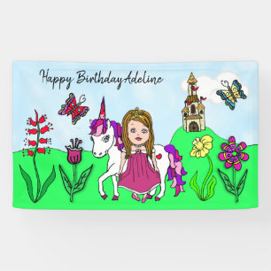 Bannière d'anniversaire personnalisée Princesse et