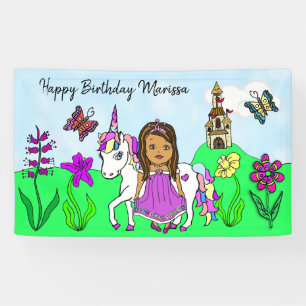 Bannière d'anniversaire personnalisée Princesse et