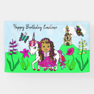 Bannière d'anniversaire personnalisée Princesse et