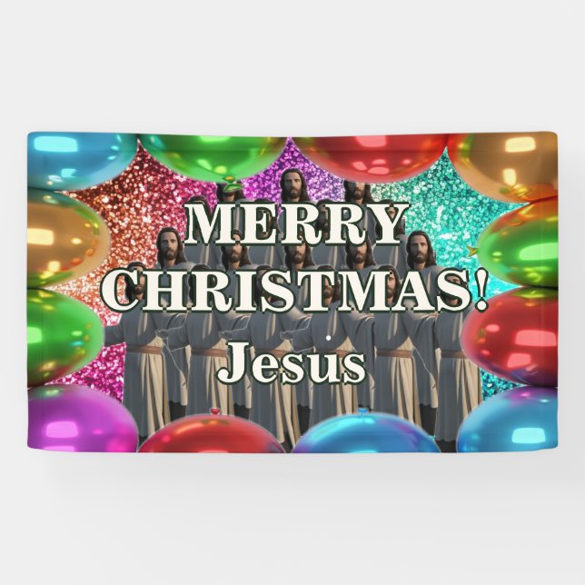 Bannière d'anniversaire personnalisées de Jésus (Horizontal)