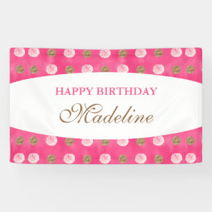 Bannière d'anniversaire Polka-Dot Or Personnalisée