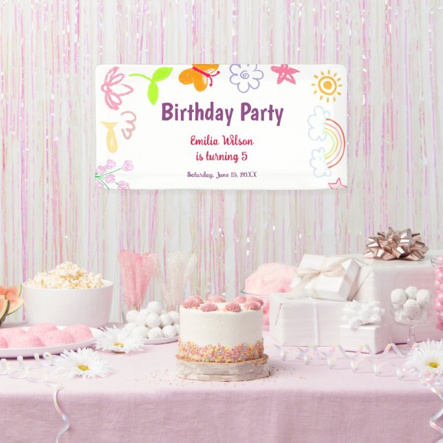 Bannière d'anniversaire pour enfants Jaune Violet (Fête)