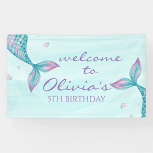 Bannière d'anniversaire Queue de Sirène Sous la Me