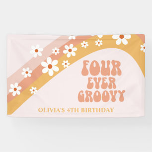 Bannière d'anniversaire rétro groovy pour toujours